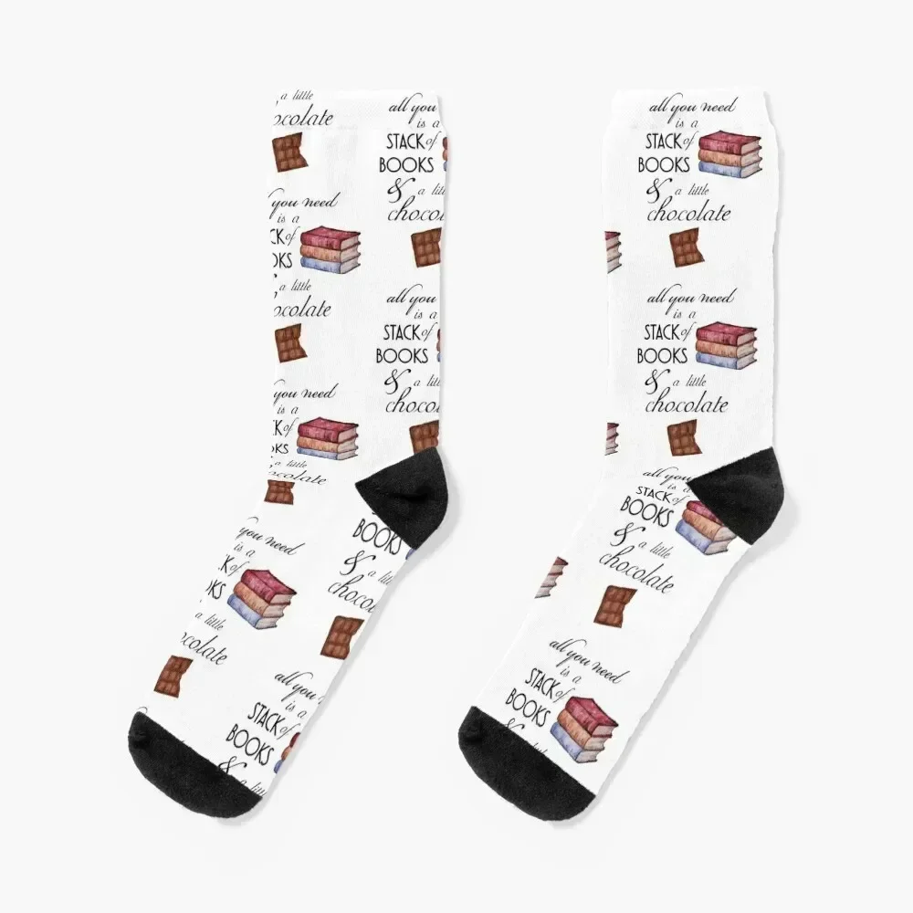 

Books and Chocolate All You Need Socks christmas gifts aesthetic bright garter sheer Women's Socks Men's