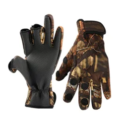 Nuevo Guantes de pesca impermeables con 3 dedos más cortos, manoplas antideslizantes para caza, camuflaje sin adhesivo