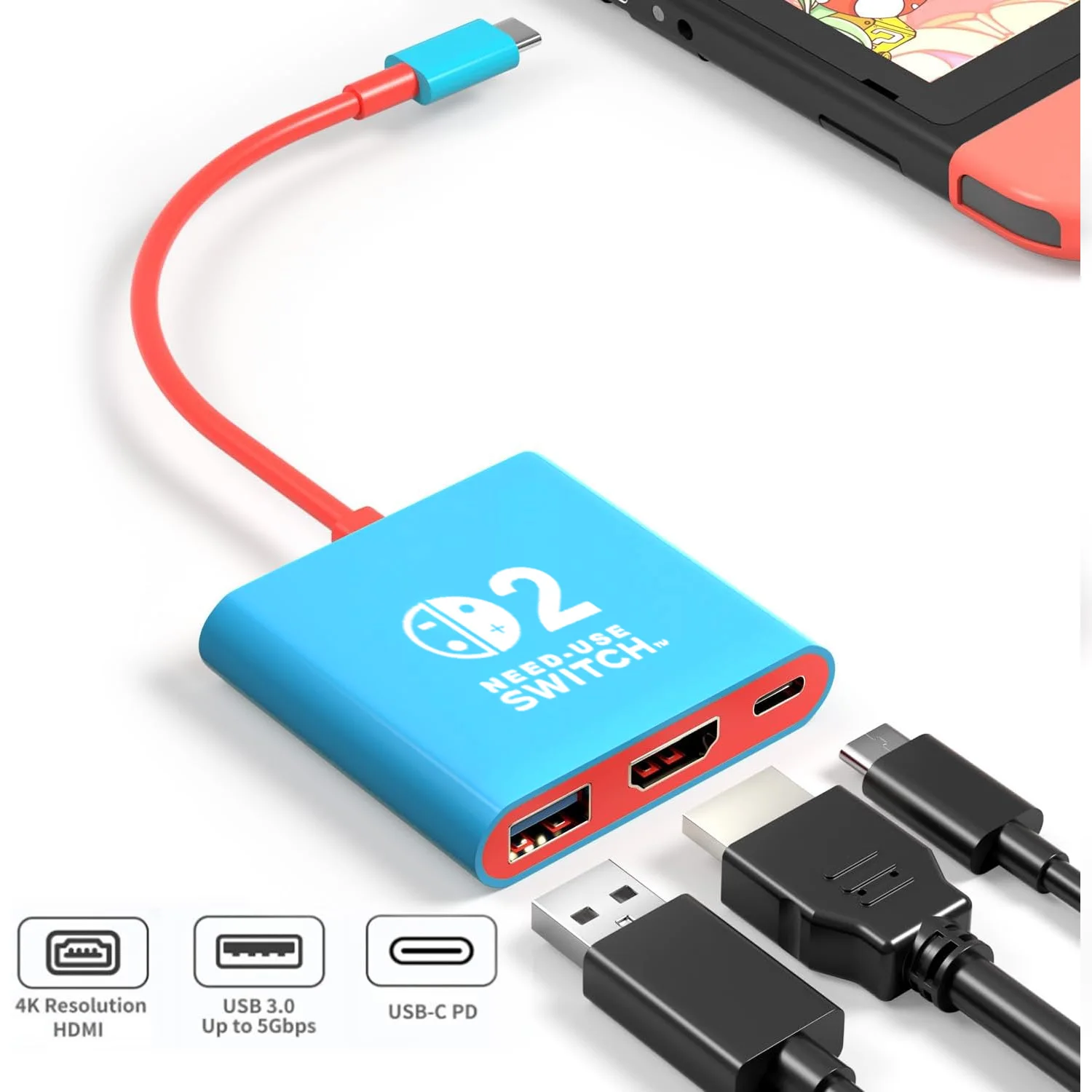 4K60Hz Type-C to HDMI Adapter Cable High-Definition Screen Mirroring for Nintendo Switch2 Oled/Lite Mobile Phones Laptops view 2