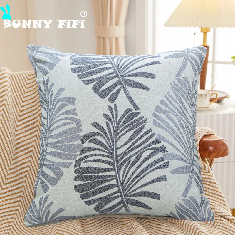 45*45CM Cushion Cover Jacquard Palm Leaves Pillowcase New Year Home Sofa Decorative Throw Pillows cojines