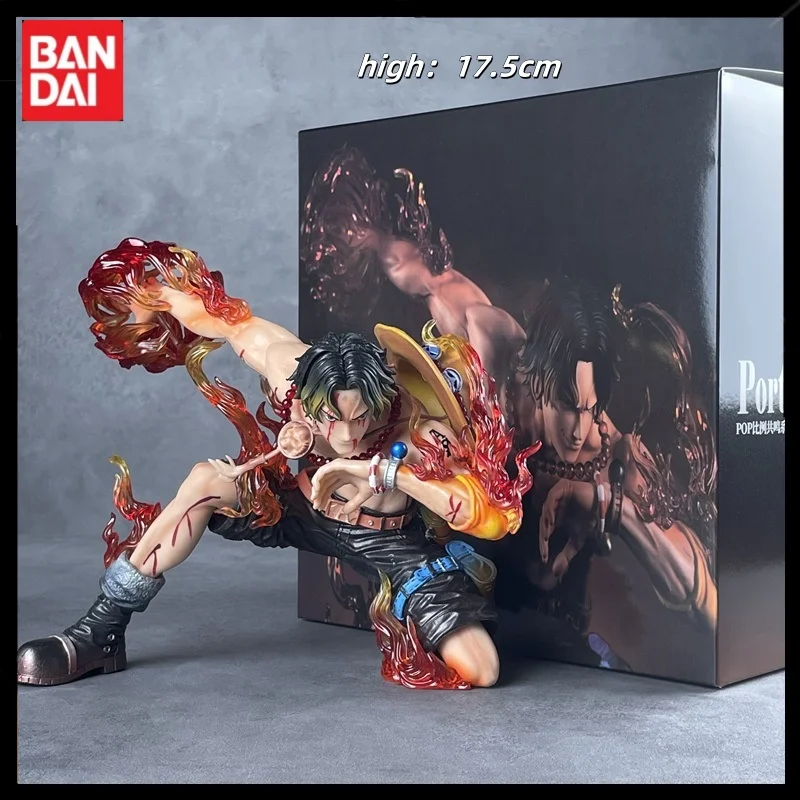 17.5cm Bandai Anime One Piece Battle Damage Edition Portgas·D·Ace Action Model Pvc Desktop Ornaments Model Collection Gifts