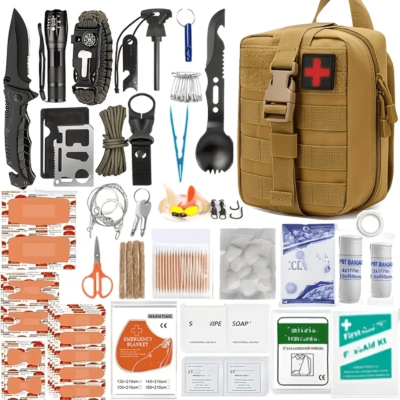 250-Piece Survival First Aid Kit IFAK EMT with Molle Bag Outdoor Emergency Gear Camping Hunting Hiking Home Trauma Kit