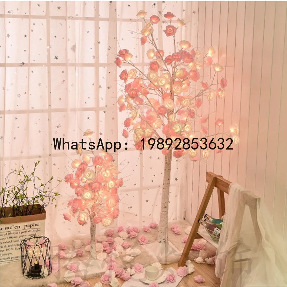 ZF Rose Flower Glowing Tree Lamp LED Bedside Floor Lamp for Living Room and Bedroom