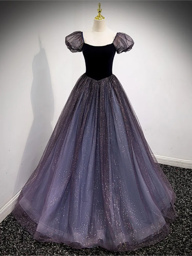 Female long dress purple pommel skirt light luxury small vocal music art sense