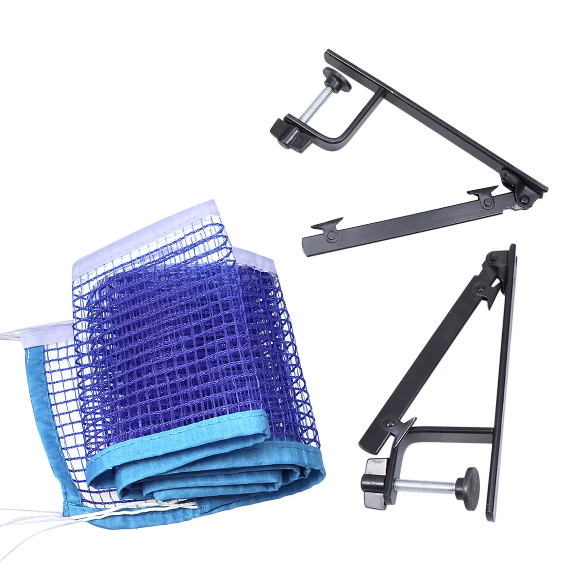 

Standard Table Tennis Net Post Set Portable Blue Nylon Heavy Duty Clamp Posts for Indoor Outdoor Use Ping Pong Accessory