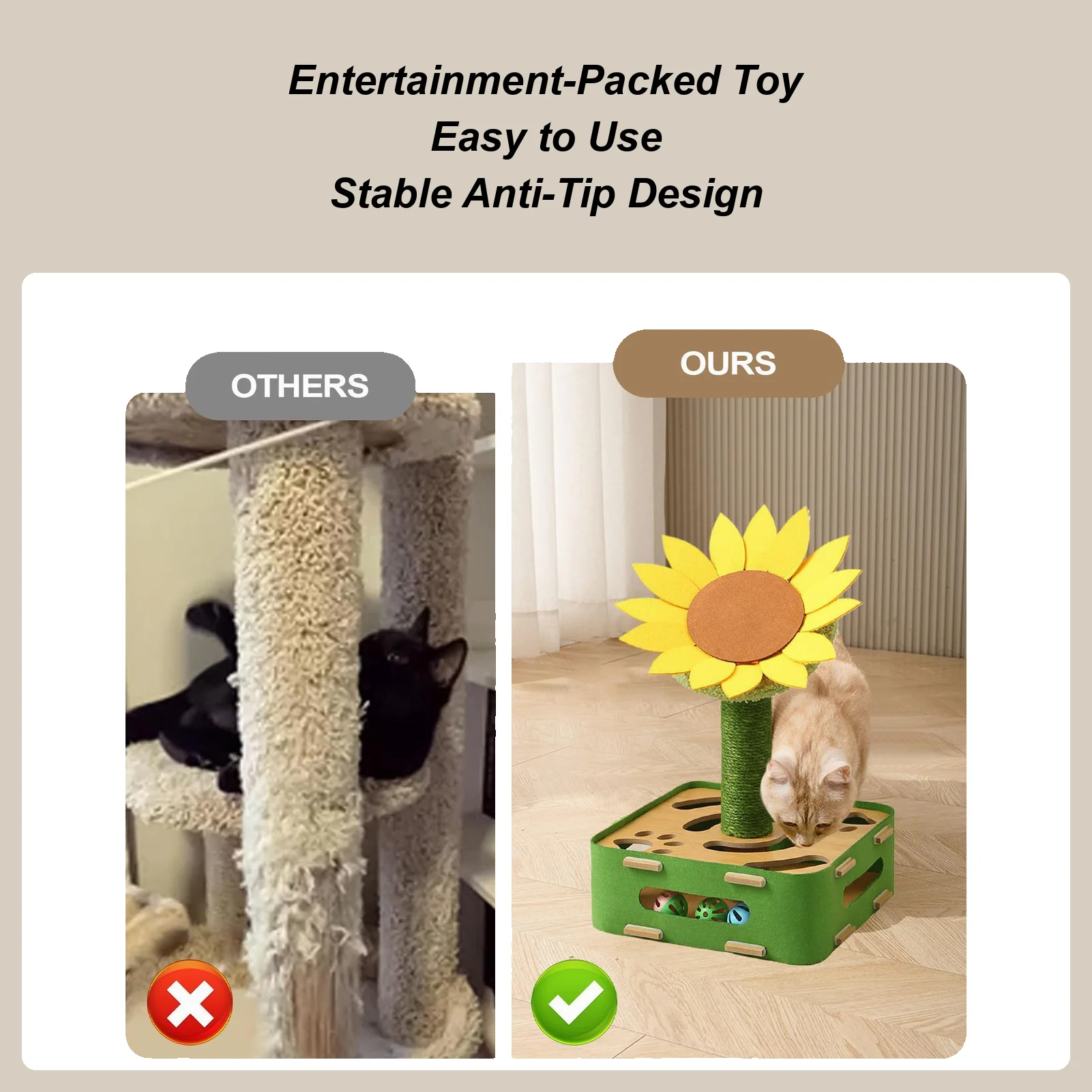 

Интерактивная игрушка-головоломка для кошек с дизайном подсолнечника, противоскользящая основа, умственная игра, обогащение для игр, упражнений, тренировок в помещении