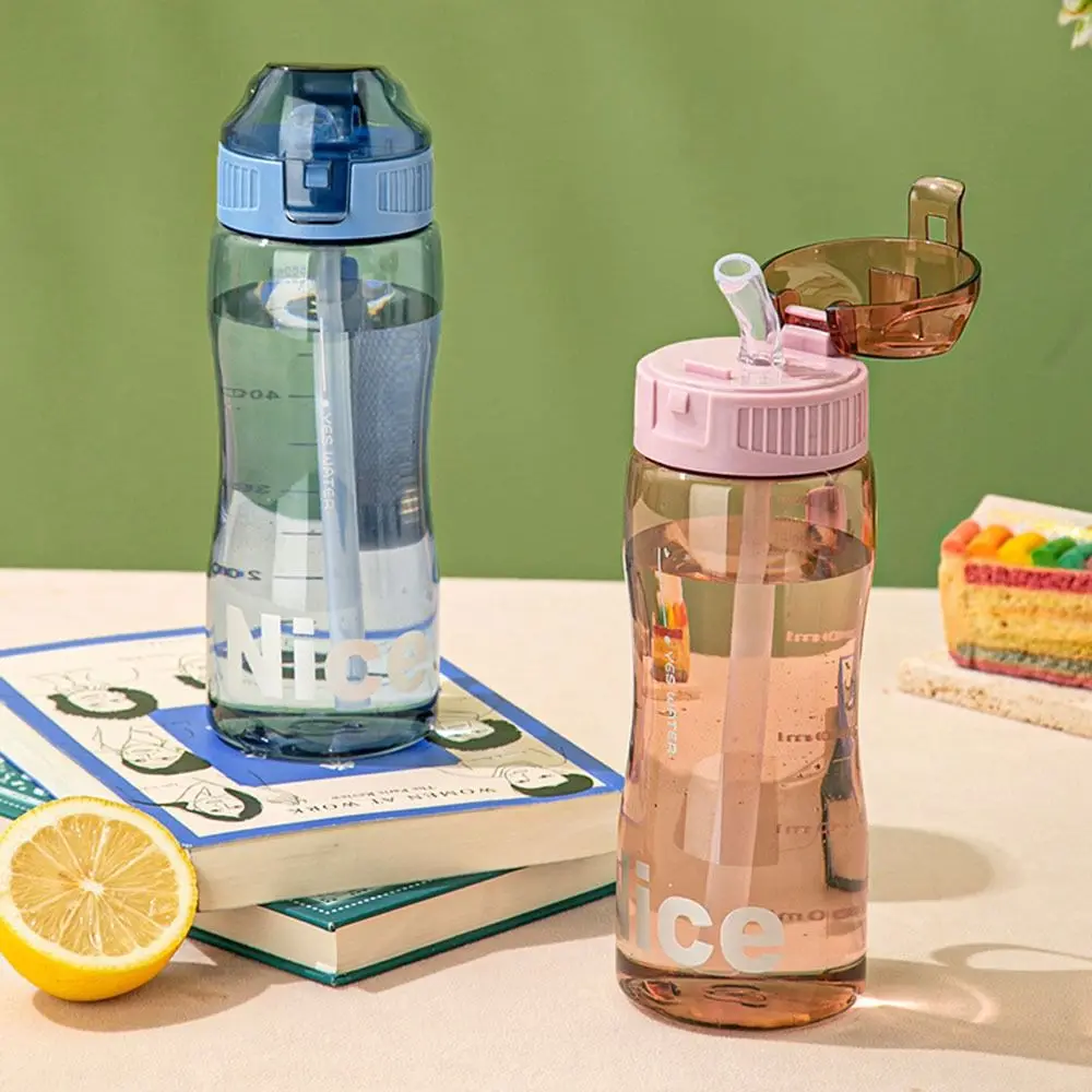 Plastic Water Bottle With Straw for Drinking Portable Sport Tea Coffee Cup Kitchen Tools Kids Water Bottle for School