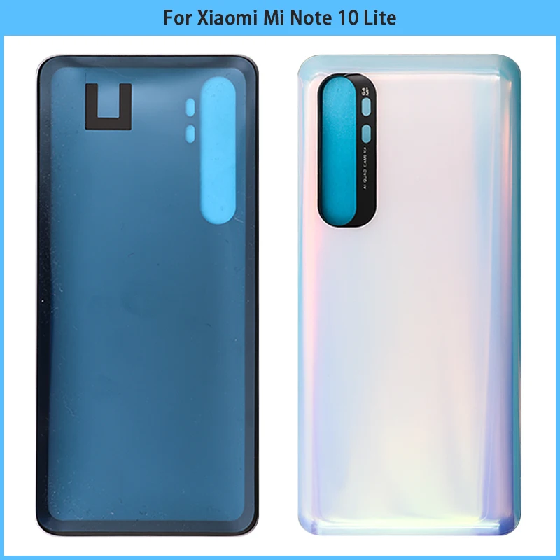 For Xiaomi Note 10 lite battery Back Cover 3D Glass Panel Rear Door Housing Case Adhesive