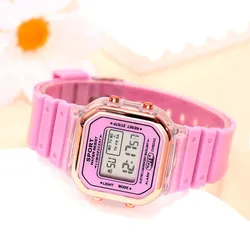 New Fashion Digital Student Transparent Electronic Watch Candy Multicolor LED Women Men Sports Waterproof Watches Clock Gift