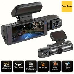 1080P Dual Camera Dash Cam For Cars With IR Night Vision, Loop Recording, And Wide Angle Lens - 8.03 Cm IPS Screen