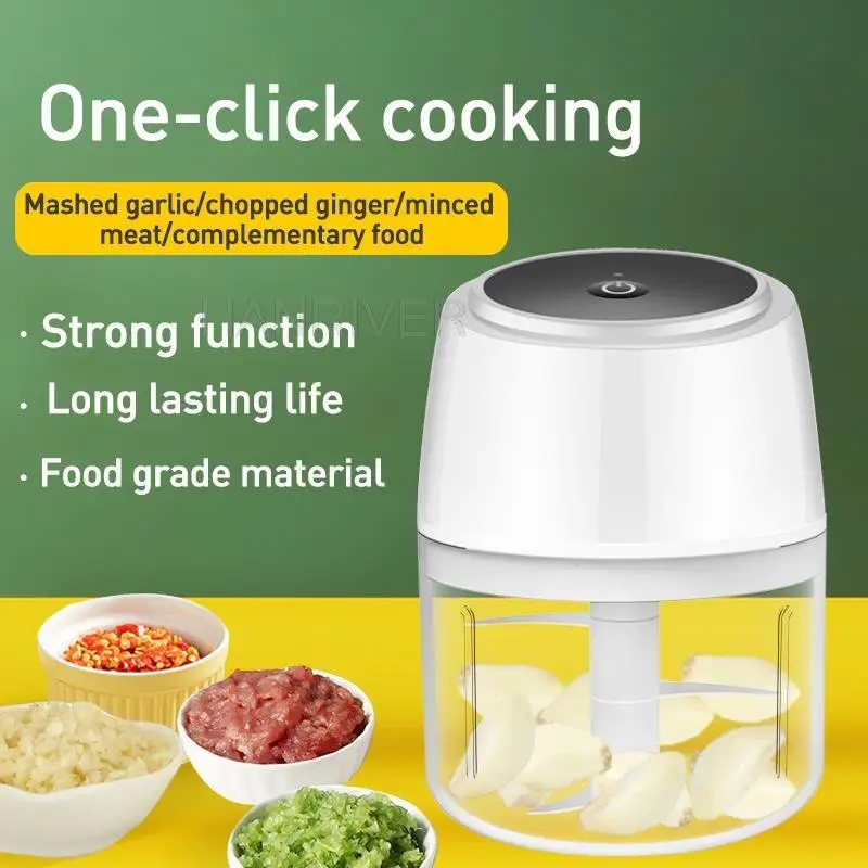Electric Garlic Masher Wireless Kitchen Chopper Meat Spice Grinder Mini Garlic Vegetable Chopper USB Charging Food Processor