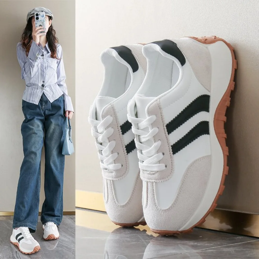 Mehrfarbige Damen Retro Wildleder Schnür-Sneaker, Leichte Atmungsaktive Low-Top Laufschuhe, Rutschfeste Komfort-Freizeitschuhe – Detail 13