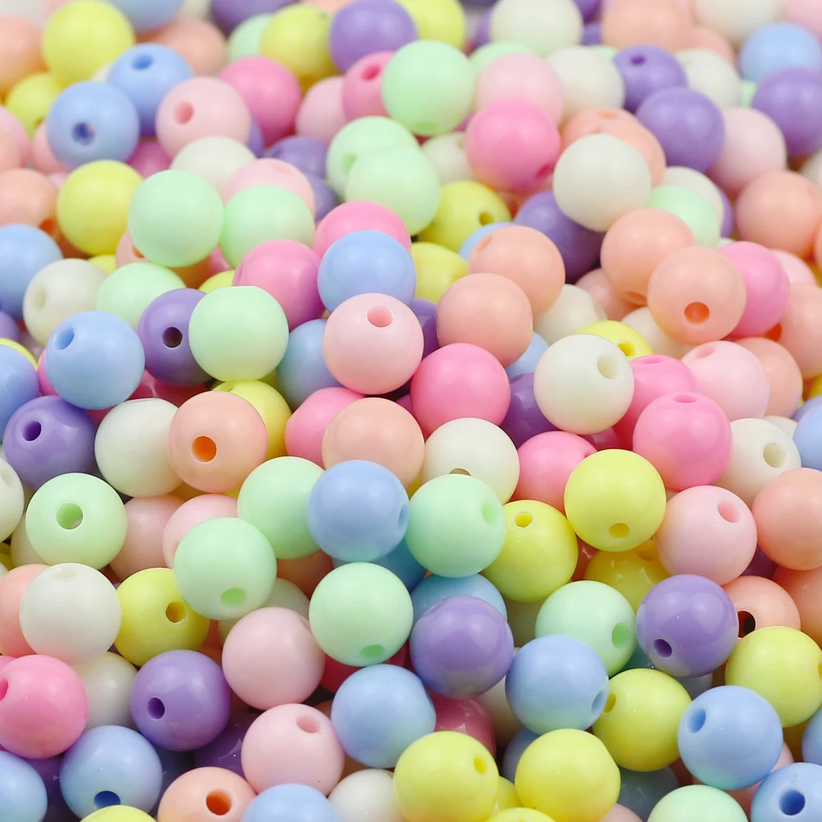 100-1000pcs Acrylic Candy-Colored Glossy Beads 4/6/8/10mm Round Spacer Loose Beads For DIY Bracelets Necklaces Jewelry Making