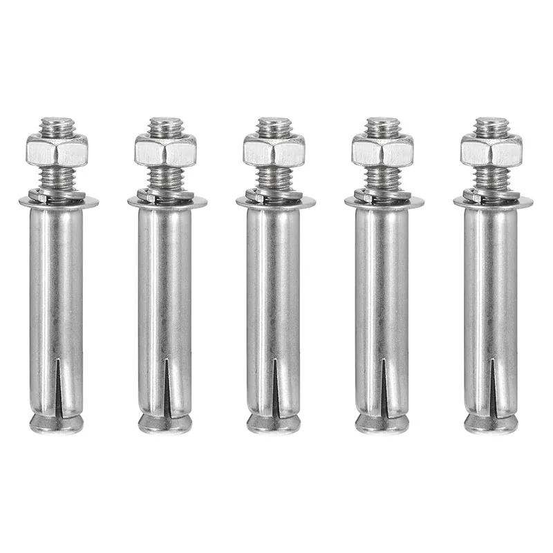 2/5PCS Expansion Screws Wedge Anchors Screw Bolt 304 Stainless Steel M6 M8 M10 External Hex Expansion Bolts for Cement Concrete