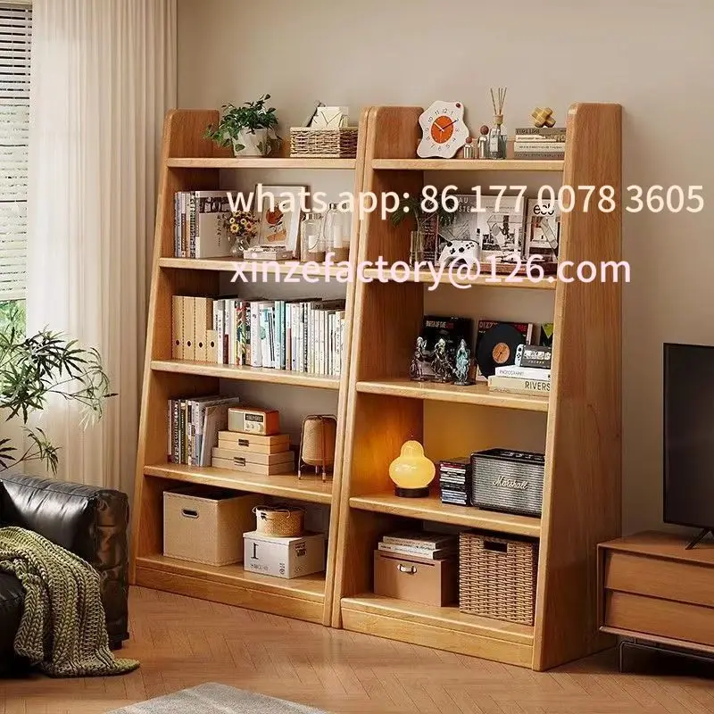 

Customizable Solid Wood Bookshelf Floor Shelf Trapezoidal Wall Household Bookcase Simple Locker