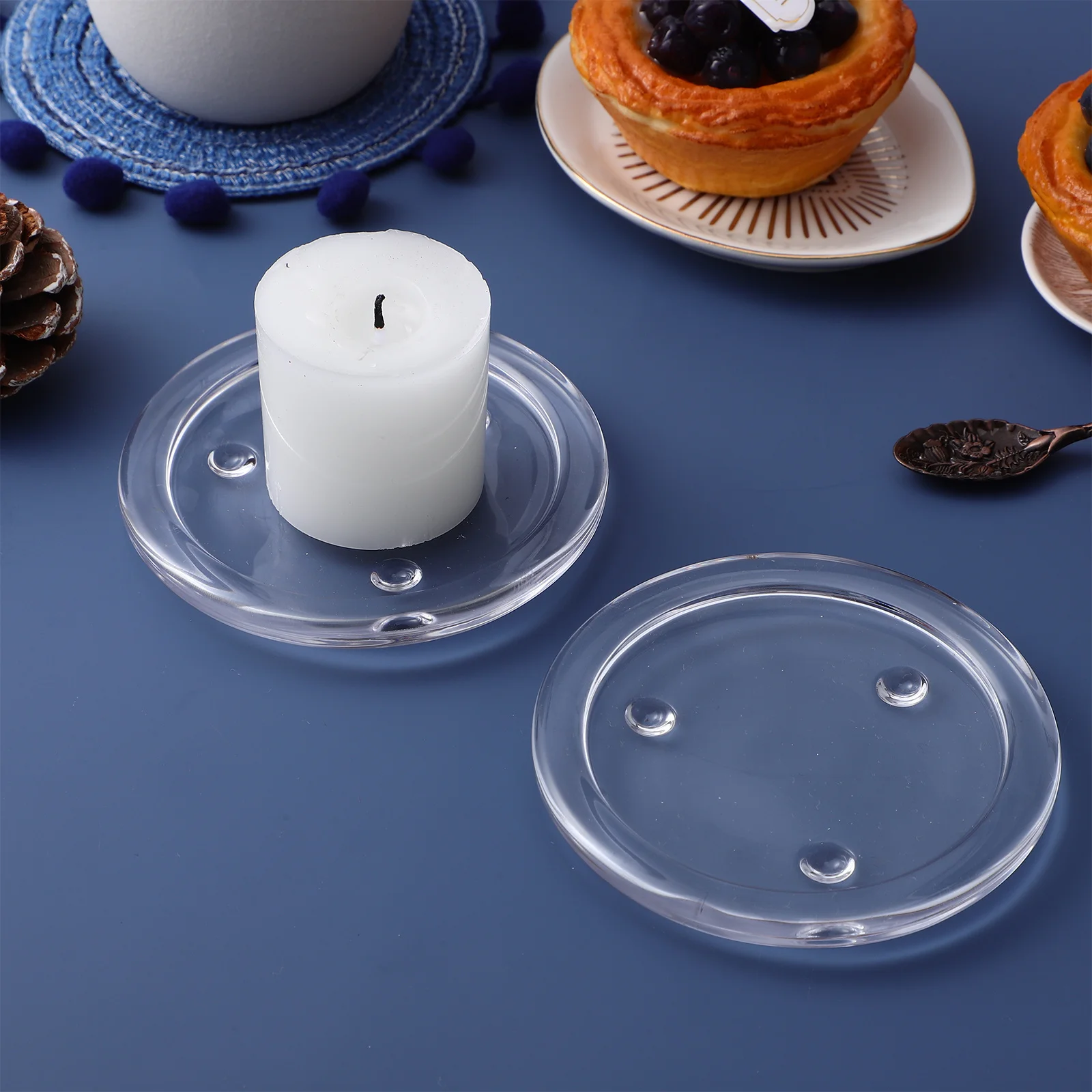 

10Pcs Glass Holder Plate Modern Sophisticated Design Multi-Use Tray for Tea Light Candles Desk Decor Events