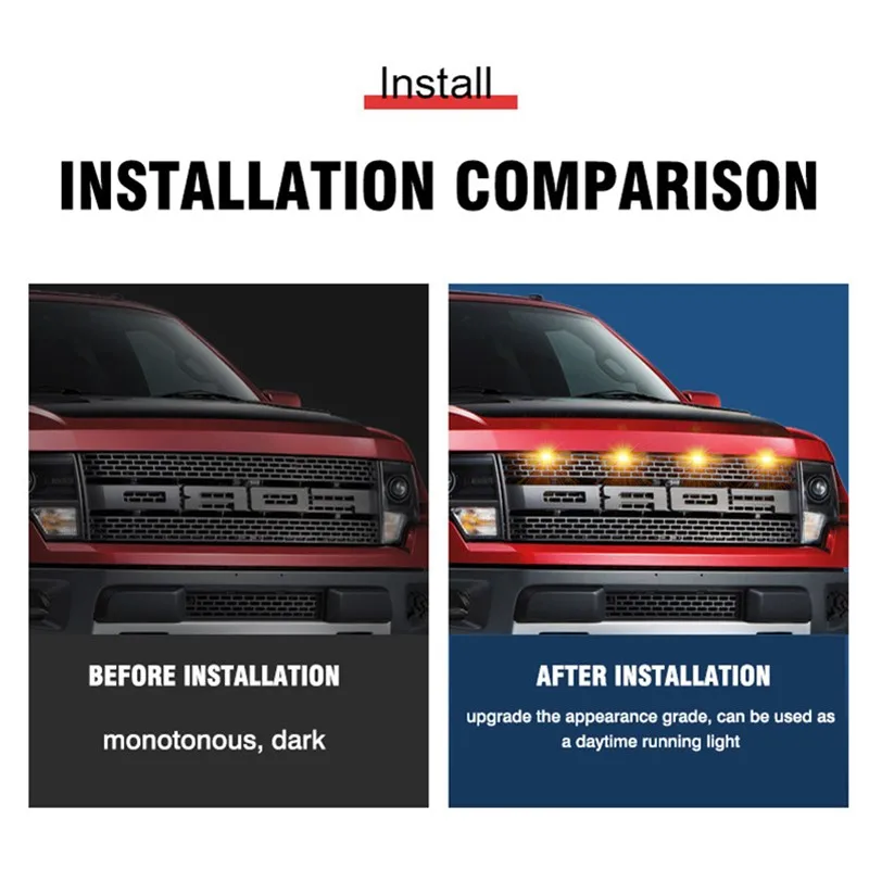Auto Kühlergrill Licht Auto LED Front Grill Licht Universal DRL Warnung Tagfahrlicht Lampe Für Toyota Ford Jeep Off-Road Pickup Lkw – Detail 9