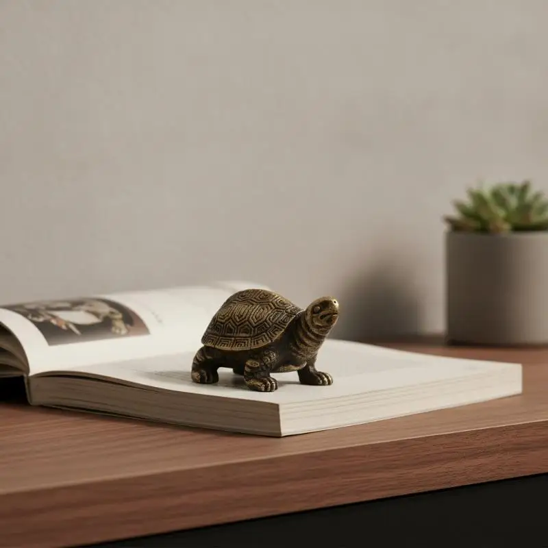 Zinc Alloy Turtle Statue Lightweight Metal Tortoise Figurine Mini Feng Shui Ornament for Travel Carry Desktop Decor