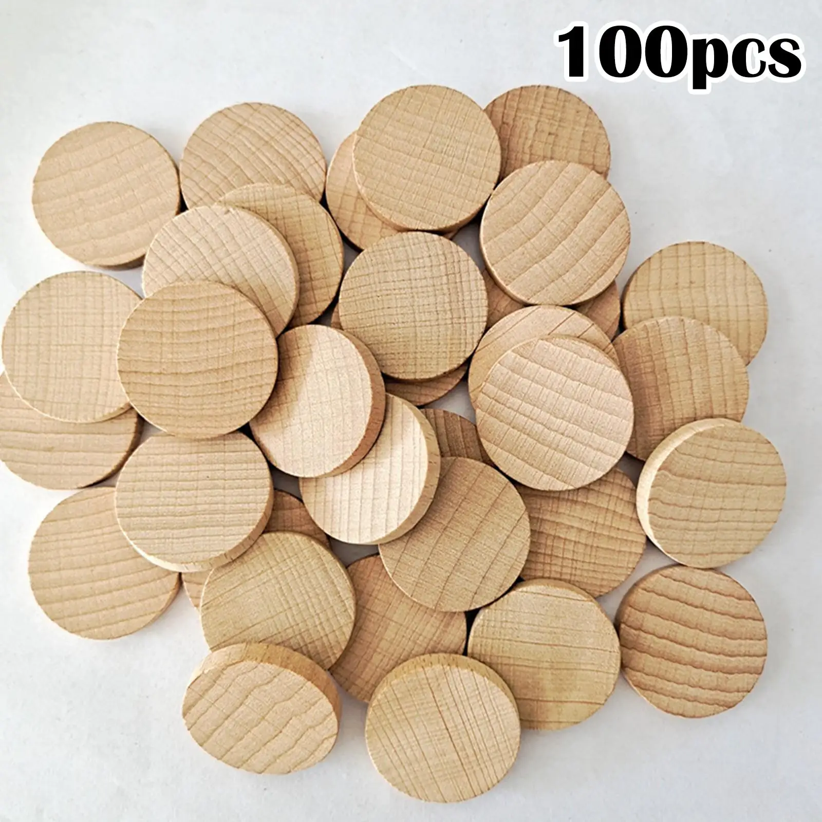 

100x Unfinished Wood Slice DIY Board Game Pieces Arts Embellishment Wooden Pieces