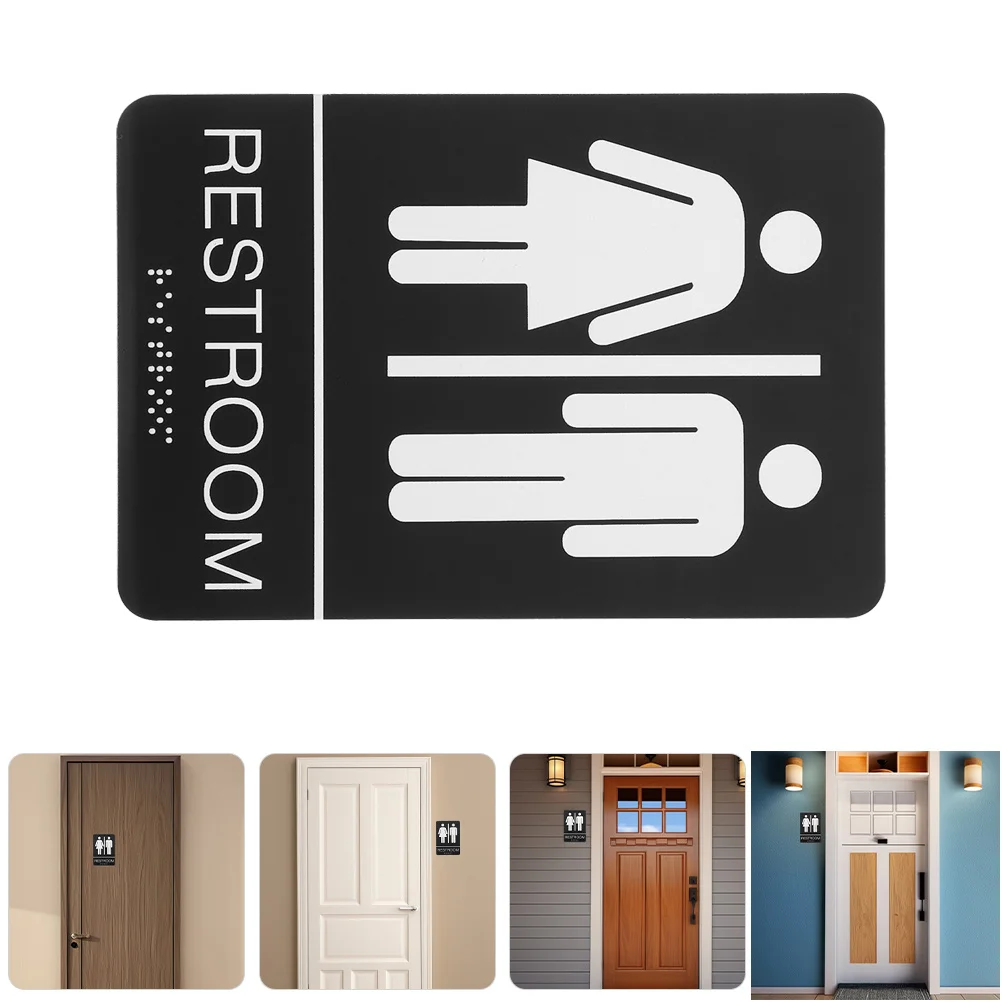 علامة حمام برايل من الأكريليك ذاتية اللصق للجنسين لتحديد مرحاض المكتب والمنزل والأعمال علامة جدارية للباب