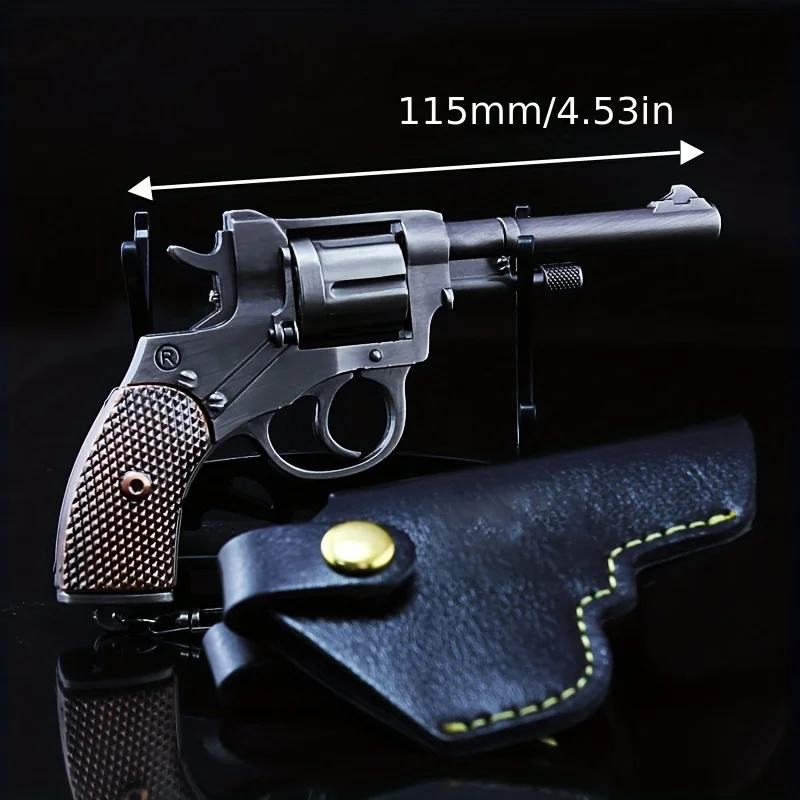 Revolver Gun Model Keychain Zinc Alloy Game Peripheral Collectible Toy Replica Miniature Pistol Charm