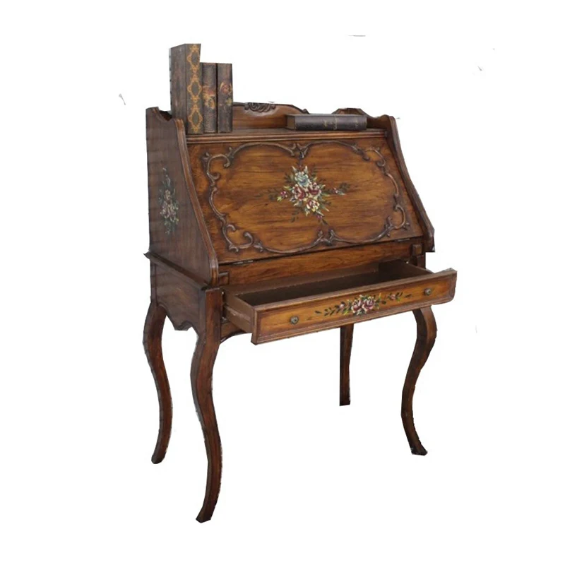 European American Style Makeup Table Solid Wood Dressing Table Classical Secretarial Cabinet Desk Side Table