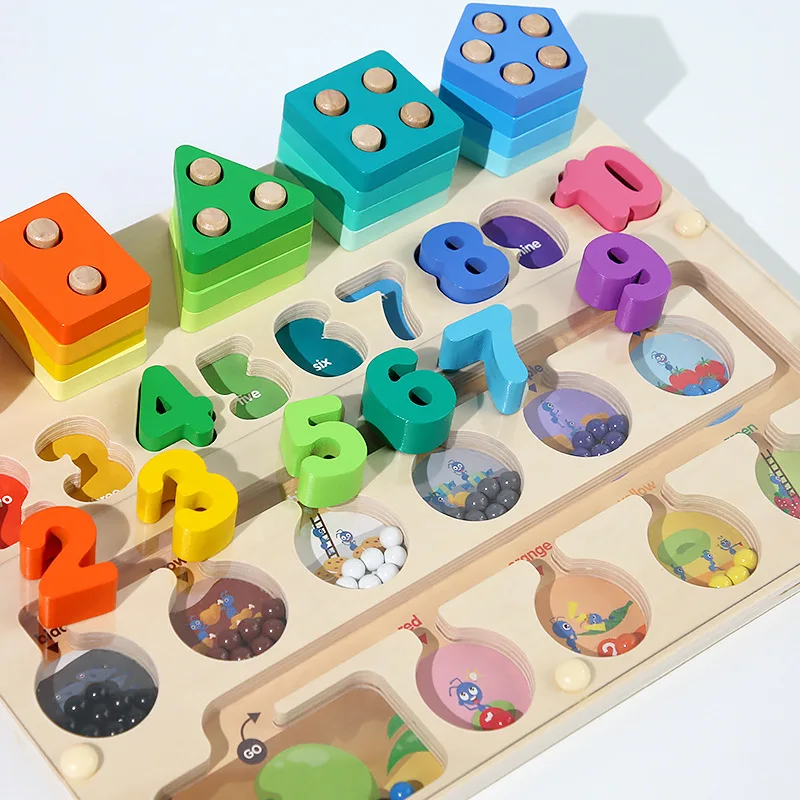Jouets Montessori pour enfants, labyrinthe de tri magnétique en bois, jeu de société, géométrie des couleurs, apprentissage de la Cognition, jouets éducatifs pour enfants