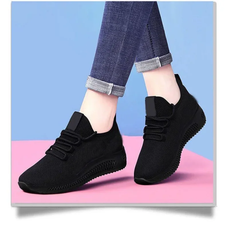 Maogu New Black Casual Mesh Breathable Sneakers Daily Lightweight Women Shoe Tennis Lace-up Cheap Sneaker Women\'s Sports Shoes