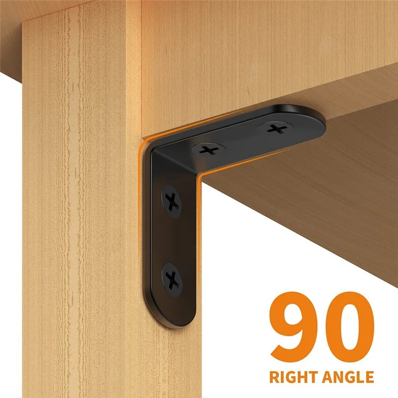 

【Top Picks】20 шт. L-образный кронштейн, угловой кронштейн, стальные L-образные кронштейны для полок, металлическая угловая скоба для деревянного мебельного шкафа, черный