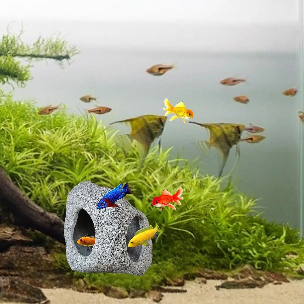 حوض السمك كهف الصخور خزان الأسماك بركة مخبأ لالروبيان Cichlid إخفاء تربية التفريخ المخبأ حوض السمك زينة اكسسوارات