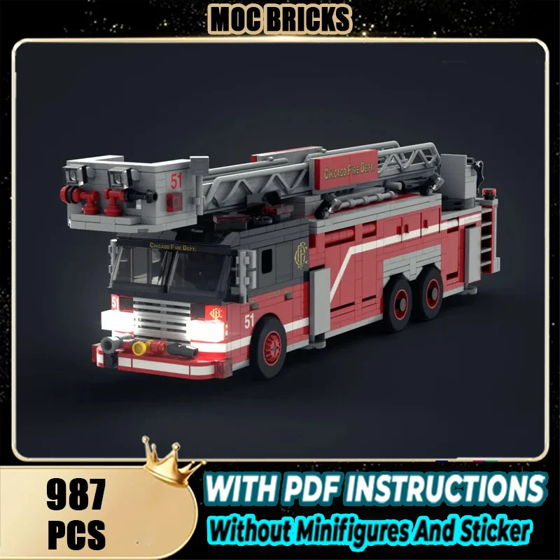 

New MOC Building Blocks Model City Los Angeles Fire Brigade Extinguishing Train Children's Toy Gift DIY Assembly Set