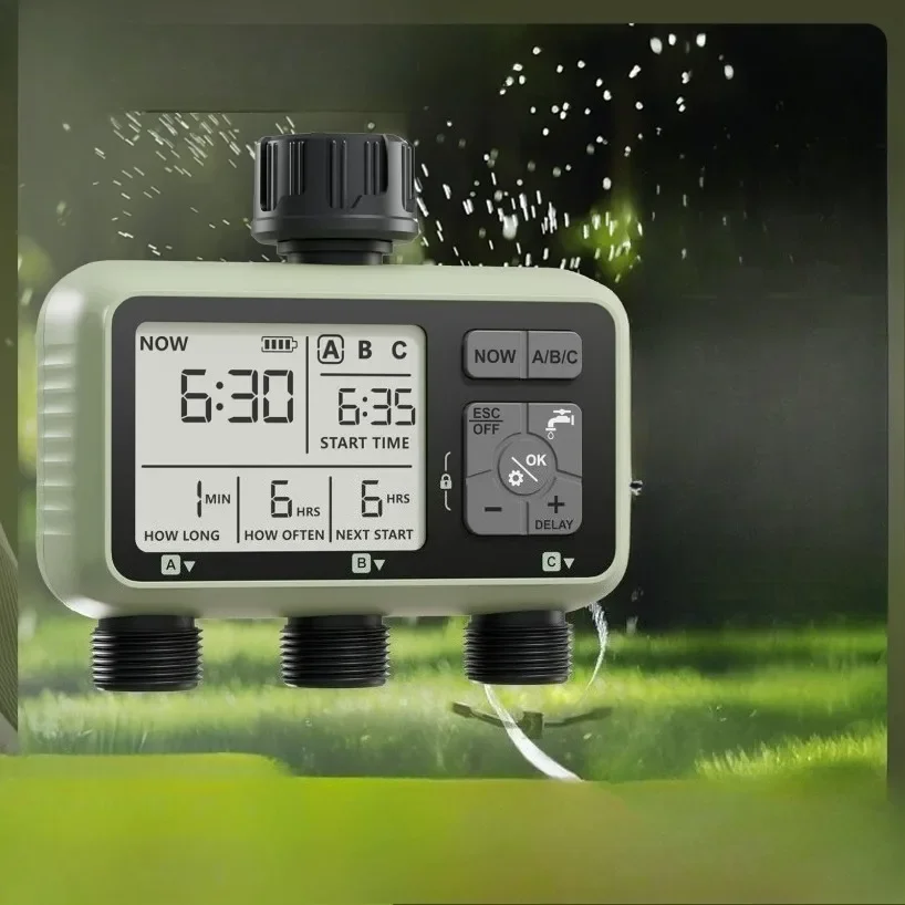Outdoor intelligent sub-control three-valve automatic flower watering device factory direct sales