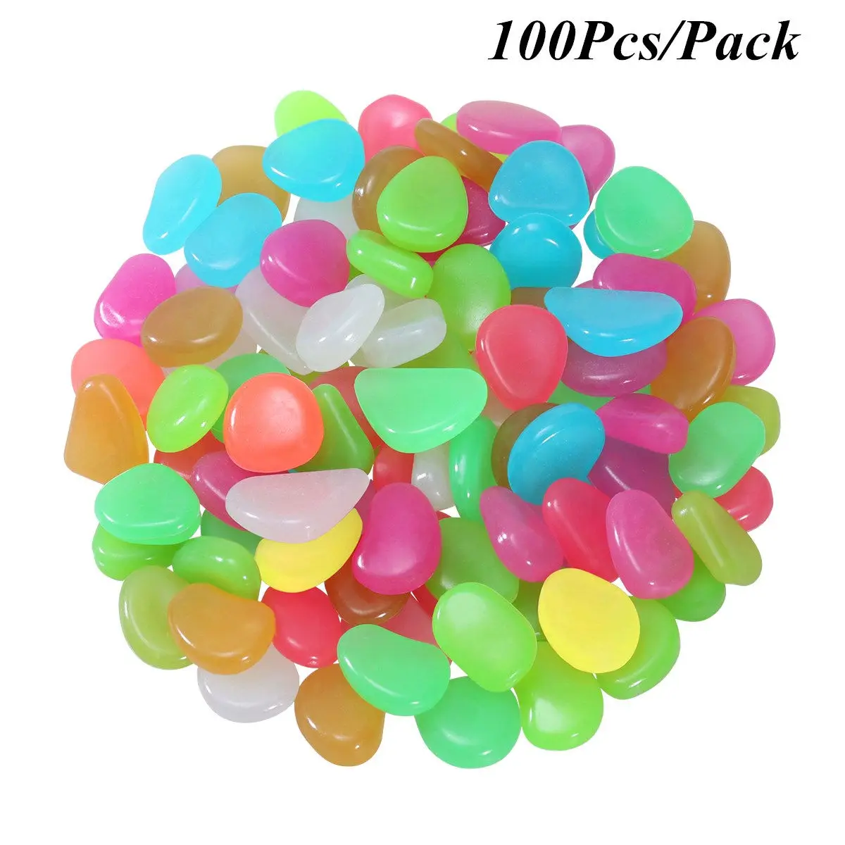 100Pcs Luminous Cobblestone Pebble Stones Glow Dark Fish Tank Aquarium Decorative Vase Garden Yard Swimming Pool