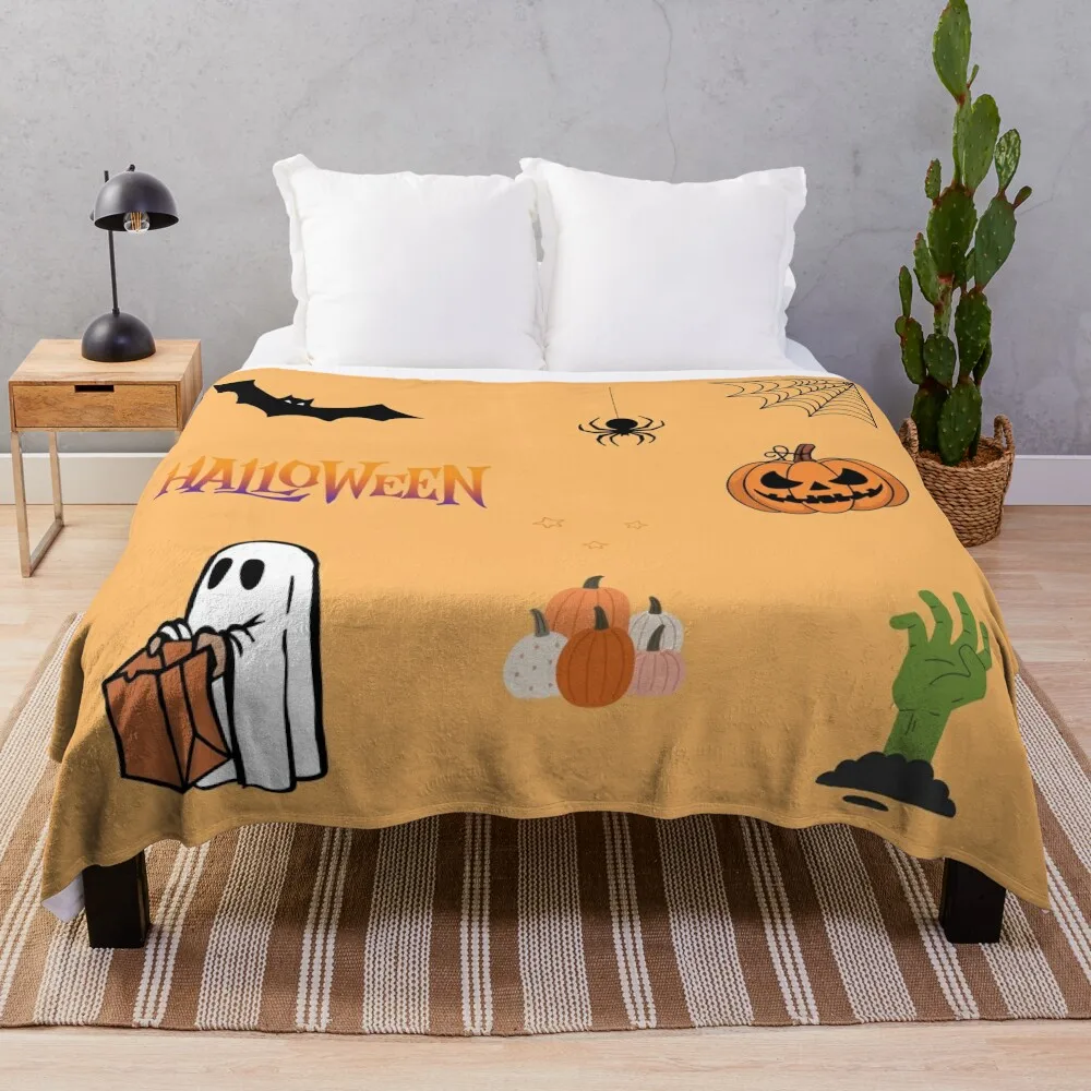 

Halloween Sticker Pack Throw Blanket Quilt Blankets For Bed Single Stuffeds Blankets