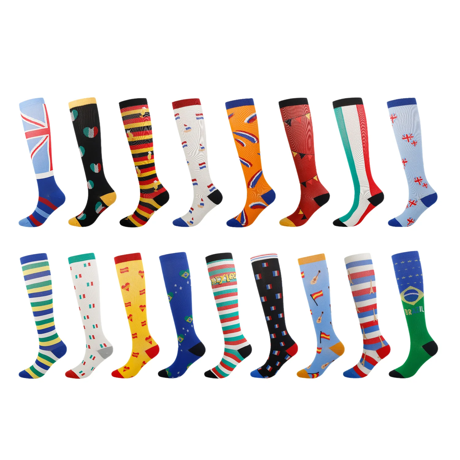 

Cross Border New Adult Sports Socks Football Flag Element Sweat Absorbent Deodorant Compression Socks