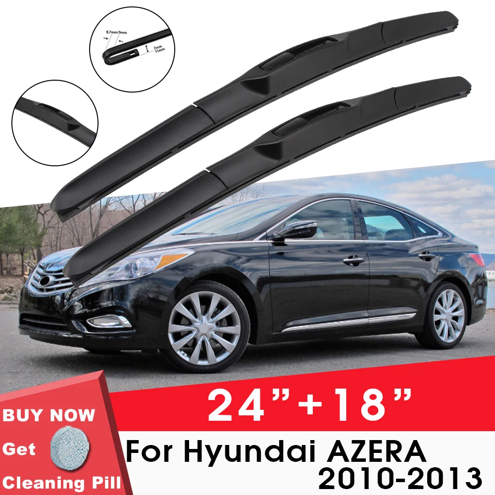 

Car Wiper Blade Front Window Windshield Rubber Refill Wiper For Hyundai AZERA 2010-2013 24"+18" Car Accessories