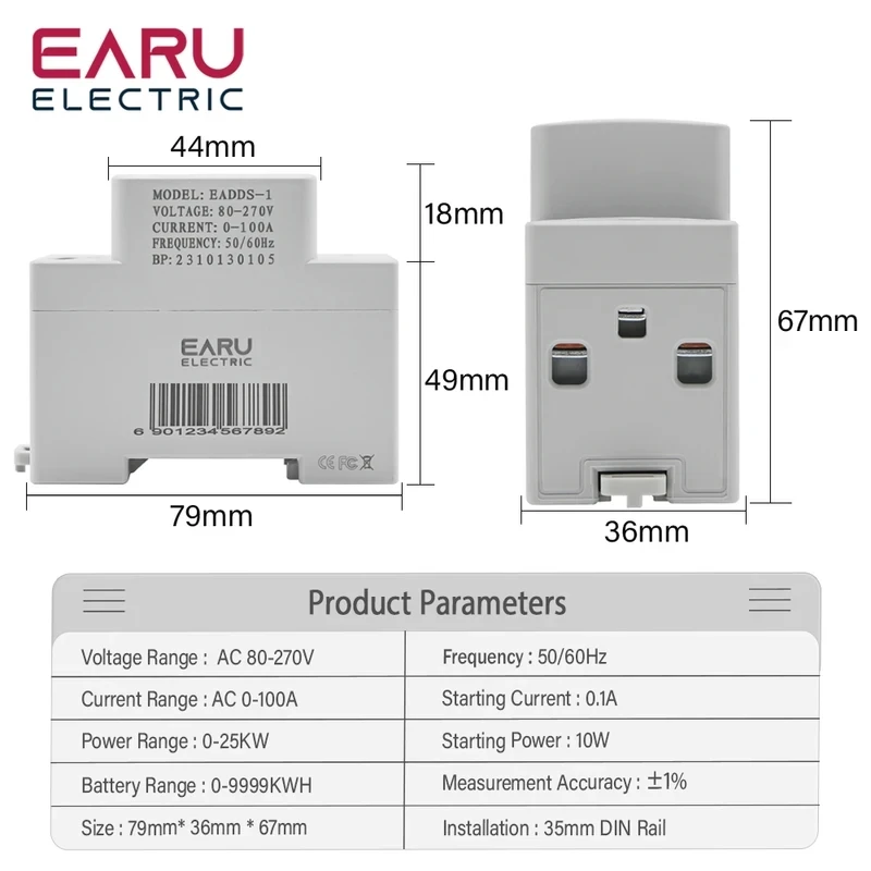 Cyfrowy wyświetlacz AC prąd KWH elektryczny miernik zużycia energii wielofunkcyjny miernik wolt amperomierz urządzenie z zerowaniem energii Din Rail