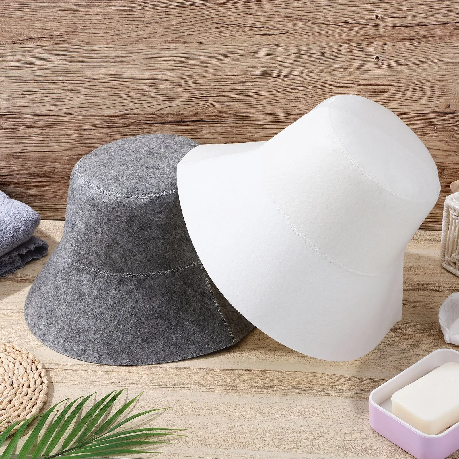 2 Pcs Sauna Hats Felt Sauna Cap Bathing Felt Hat Anti Heat Head Protection Shower Cap unisex Russian Style Bathroom Spa supplies