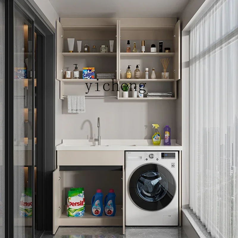 

B1 Honeycomb Aluminum Balcony Drum Washing Machine Companion Assembled Cabinet Integrated Laundry Tub Washbasin