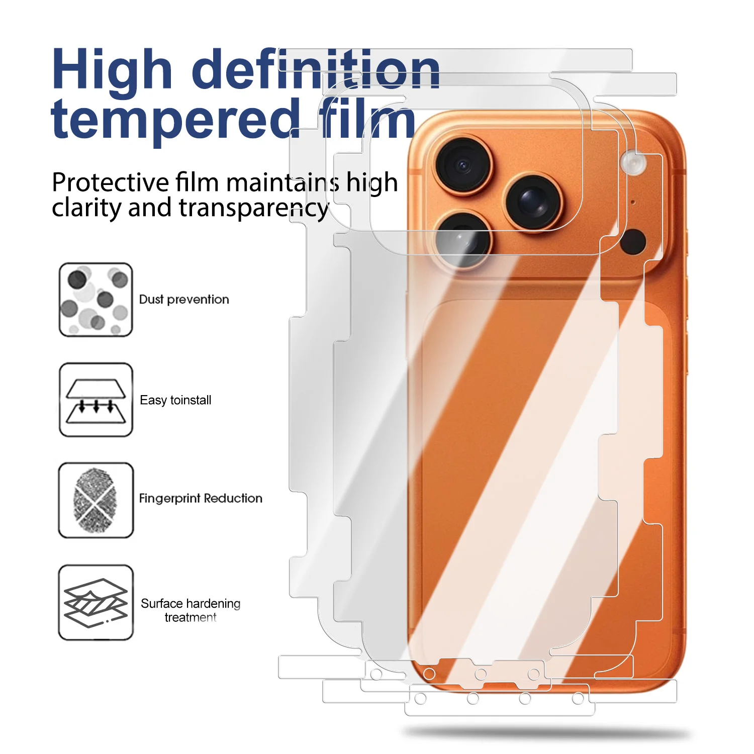 18PM Back+Frame Hydrogel Film For iPhone 18Pro 17Pro Max 17Air Full Protection Border Side Back Protector Soft Films Not Glass