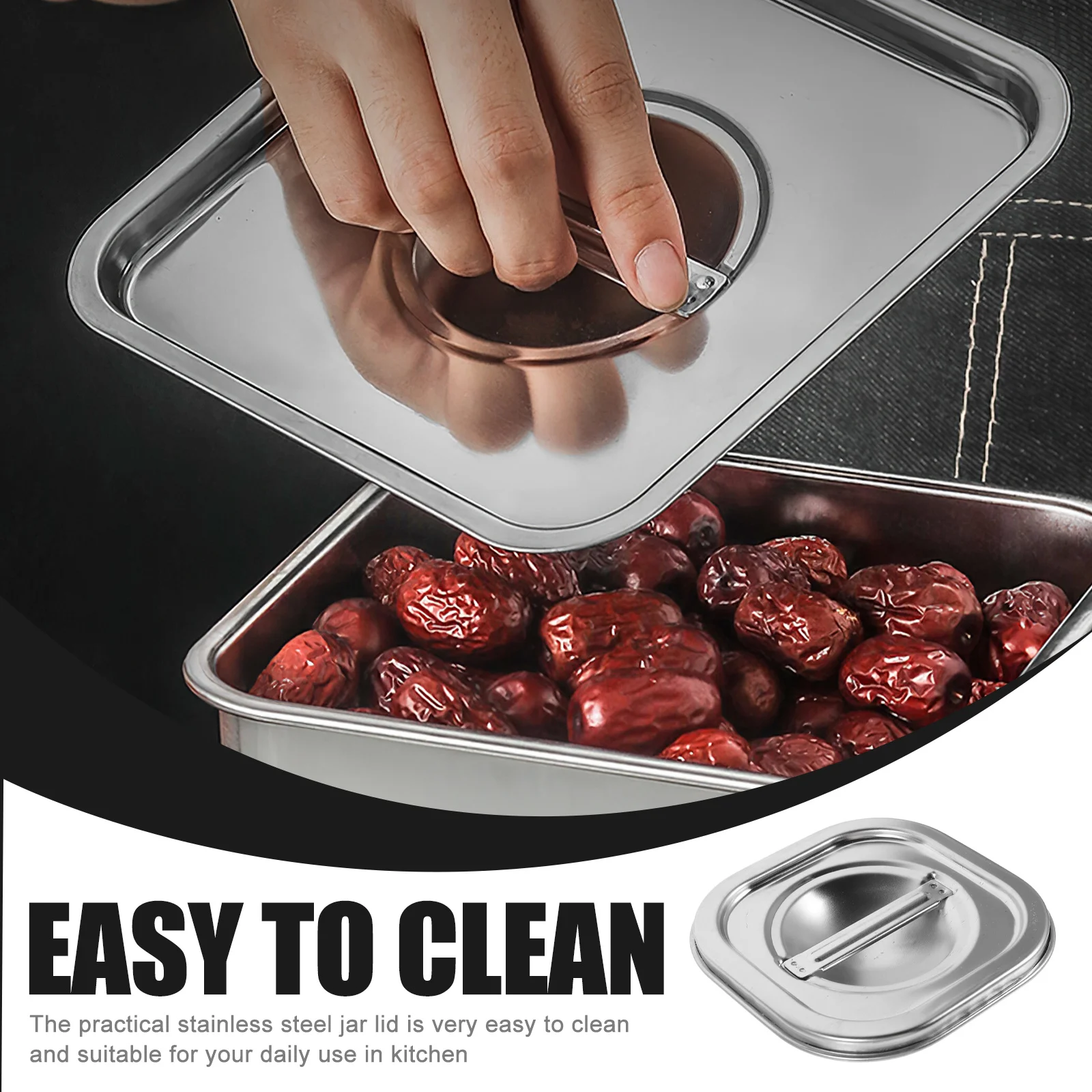 

Stainless Steel Seasoning Container Lid Smooth Handle Easy Clean Kitchen Supply Replacement Oil Jar Pot Cover Metal Lid