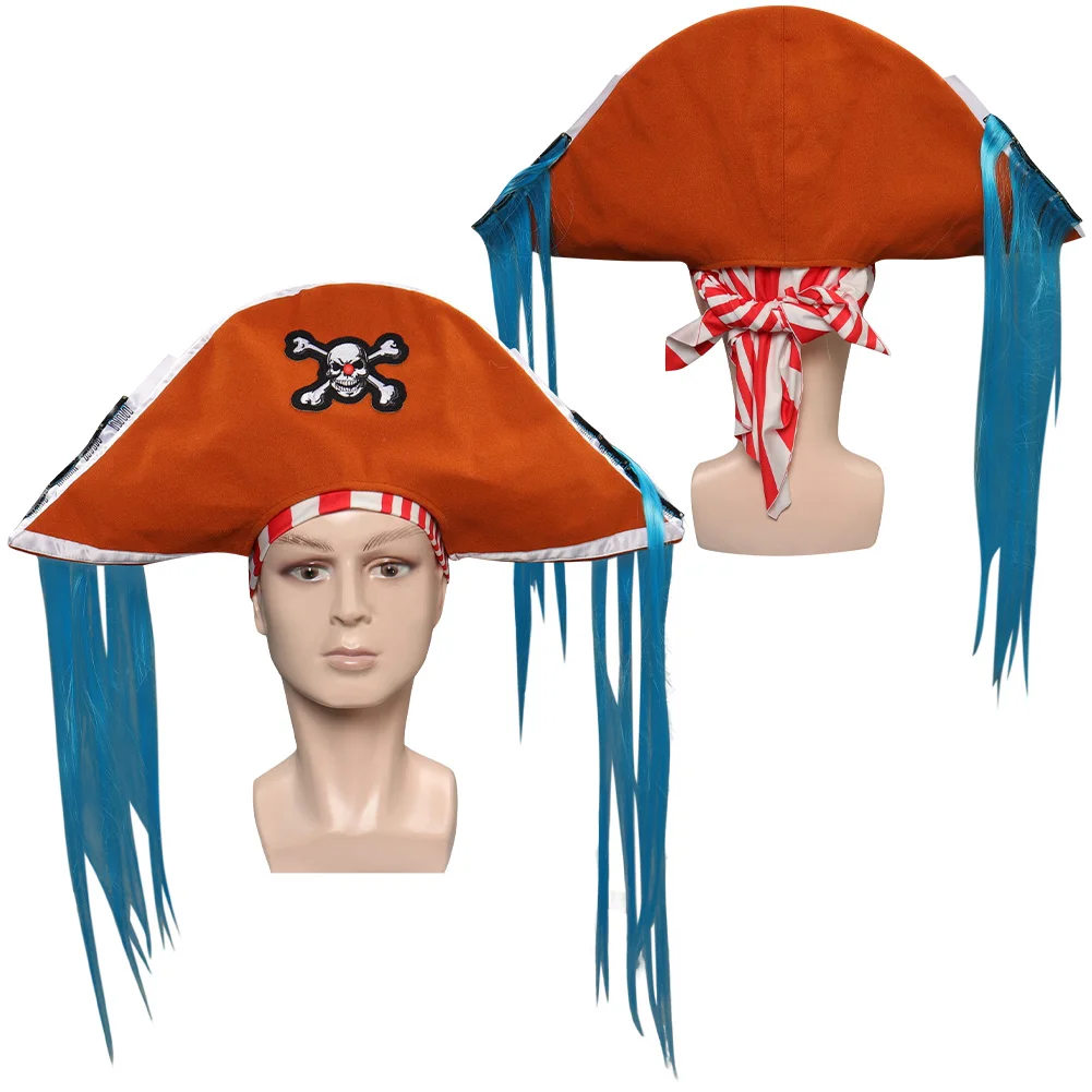 Anime Piece Buggy Pirate Hat Cosplay Cap copricapo per adulti Halloween Carnival Costume accessori