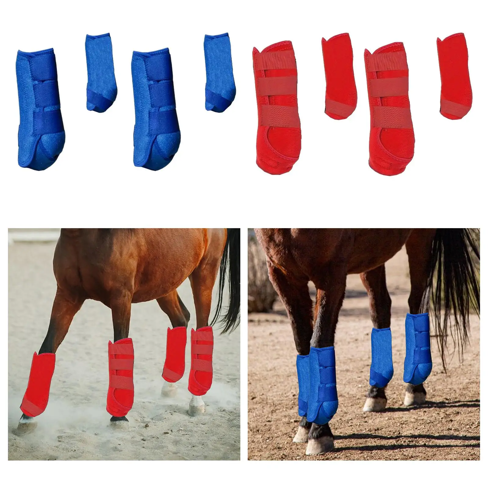 Botas de caballo de 4 piezas, protector de piernas de apoyo para salto, entrenamiento ecuestre