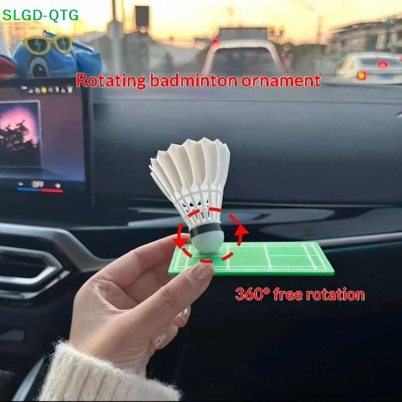 *Creative Fun Rotating Badminton Car Ornament Shaking Shuttlecock Dashboard Decor For Car Decoration And Badminton Enthusiasts