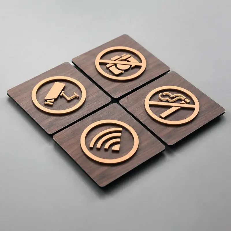 Warm Reminder Sign WIFI No Smoking Logo No Trespassing Warning Plaque Public Shope Signage Warning Sign 9.5cm/13.8cm