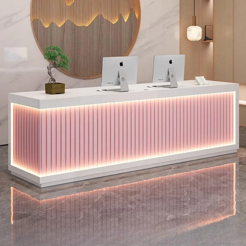 

Luxury Hair Salon Reception Desks Simple Salon Beauty Office Modern Decorations Recepcion Desk Commercial Furniture