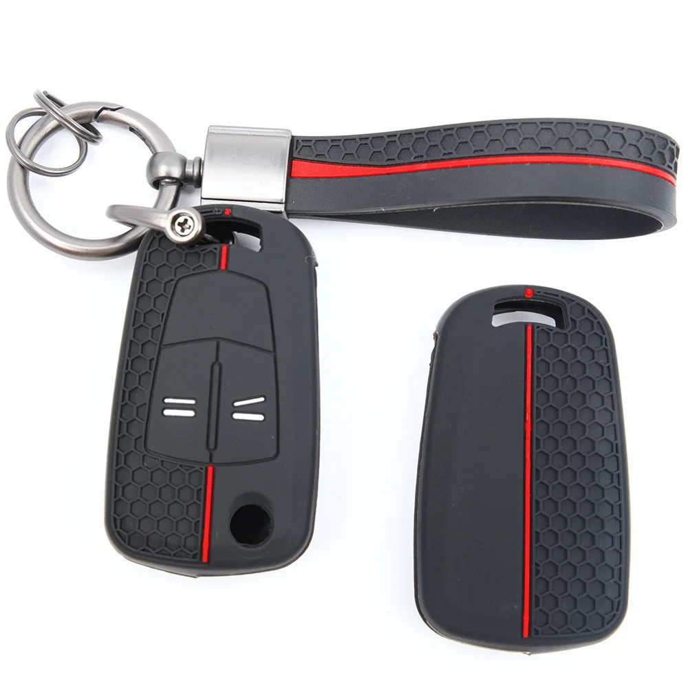 For Opel Astra Zafira Corsa Vectra Meriva Insignia Protective Silicone Remote Key Case Carabiner Strap Full Coverage