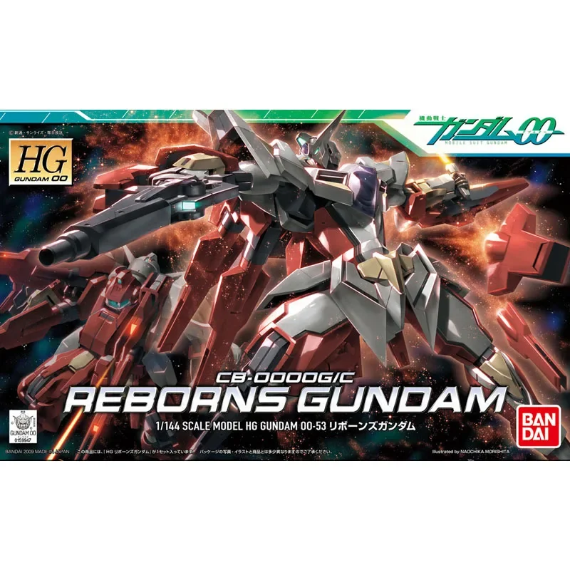 Bandai Gundam Model Kit Anime Figure HG00 53 1/144 CB-0000G/C Reborns Gundam Genuine Gunpla Action Toy Figure Toys for Children