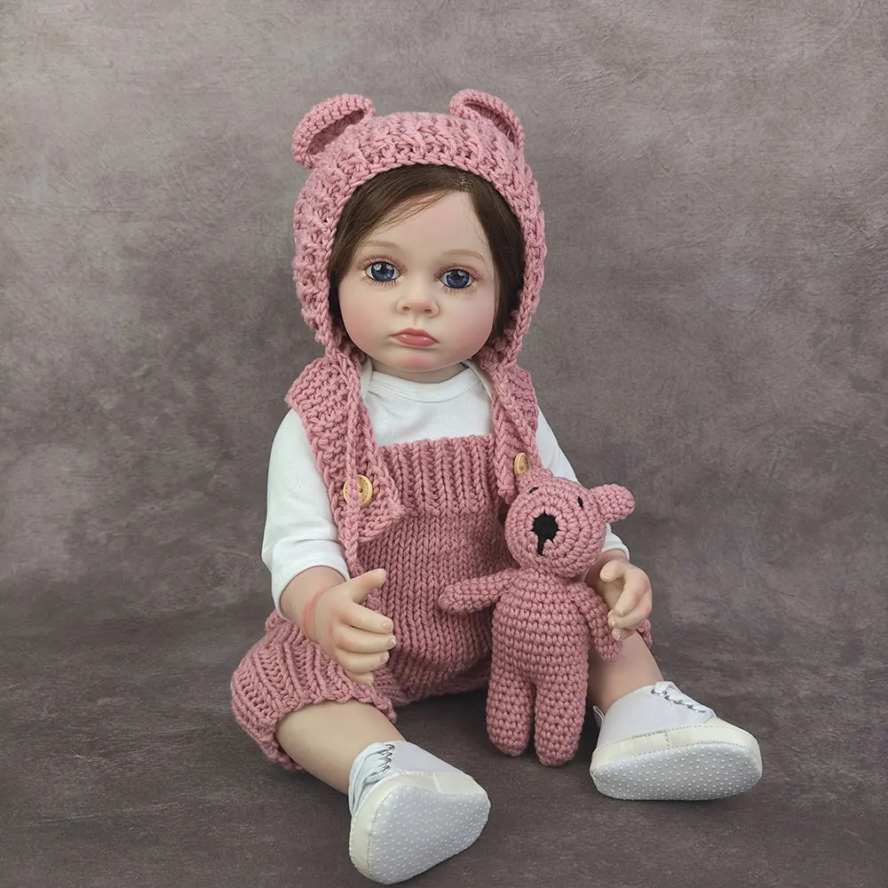 

55cm Lifelike Reborn Girl Doll Soft Full Vinyl Sweet Princess Dress Doll Kit Room Decor Toy Simulation Dolls Birthday Gifts