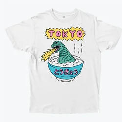 New Arrival Cartoon Dinosaur Print Japan Harajuku Tops Tees White Cotton Short Sleeve Unisex Aesthetic Graphic T Shirt